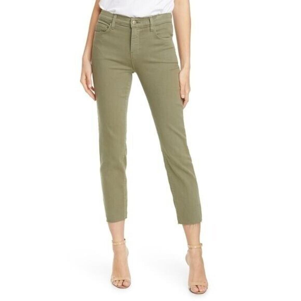 L'agence Green Sada High Rise Cropped Raw Hem Slim Fit Jeans NEW Women's 24